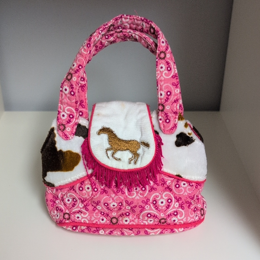 💜2/$20💜 Douglas Sassy Pet Saks Pink Horse-Embroidered Girls' Handbag